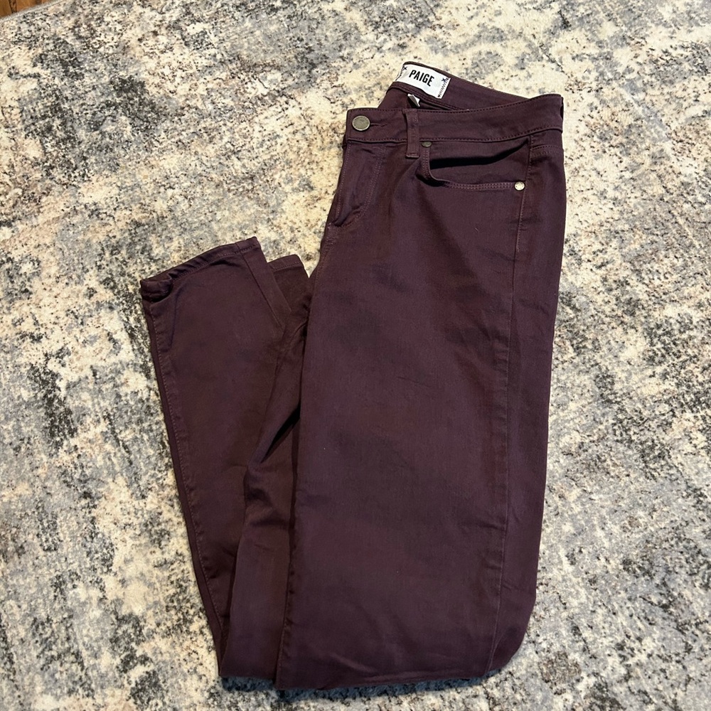Paige Burgundy Skinny Jeans